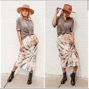 NWT Free People Tie Dye Velvet Midi Skirt S